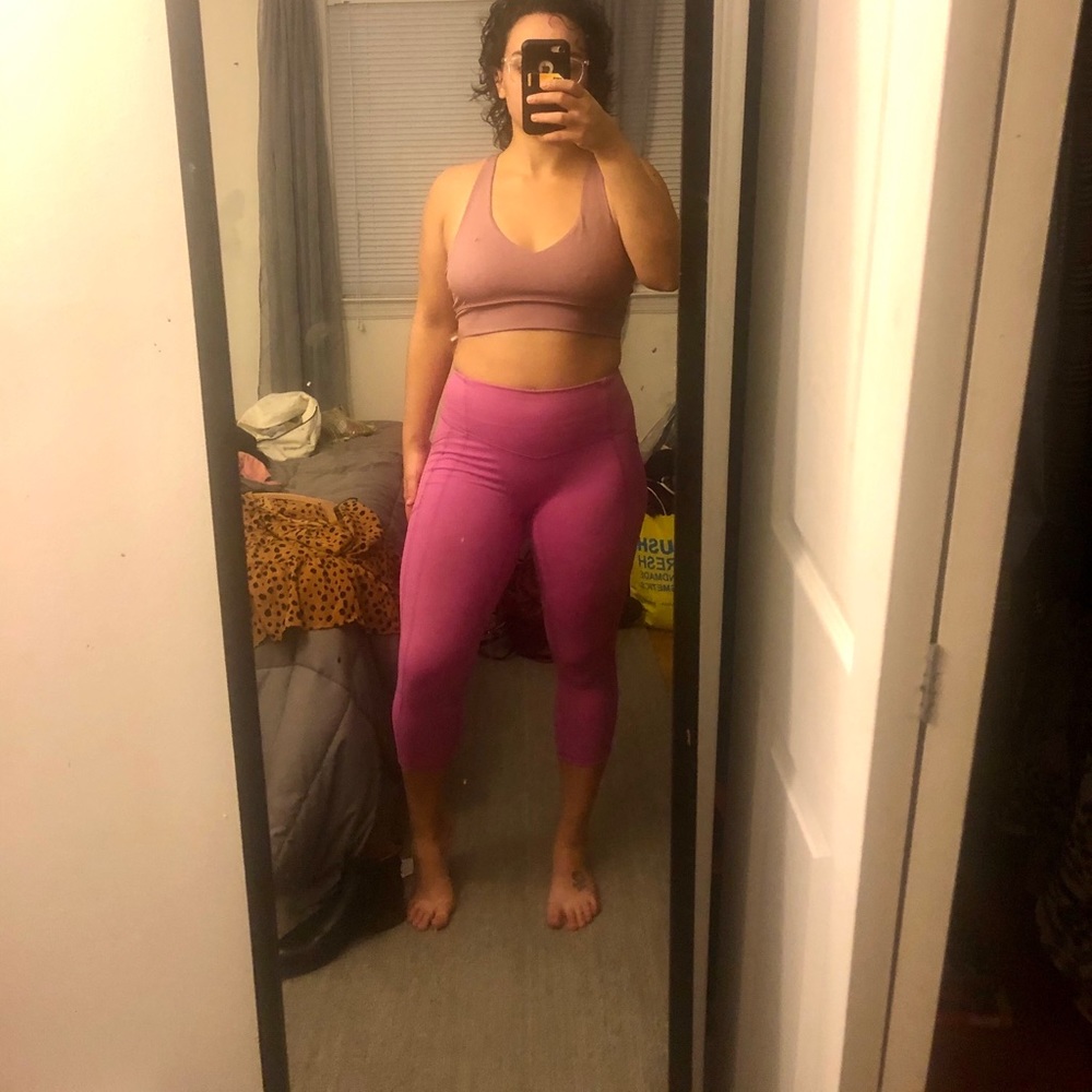 Til You Collapse pink cropped leggings